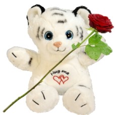 White Tiger cuddly toy hug me approx. 30cm (Cuddle approx. 30cm Hug me Tiger white+ fresh red rose)